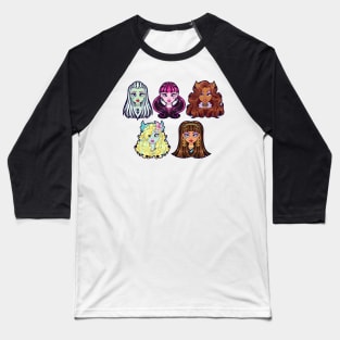 Monster High G1 Ghouls - Frankie, Draculaura, Clawdeen, Lagoona, Cleo Baseball T-Shirt